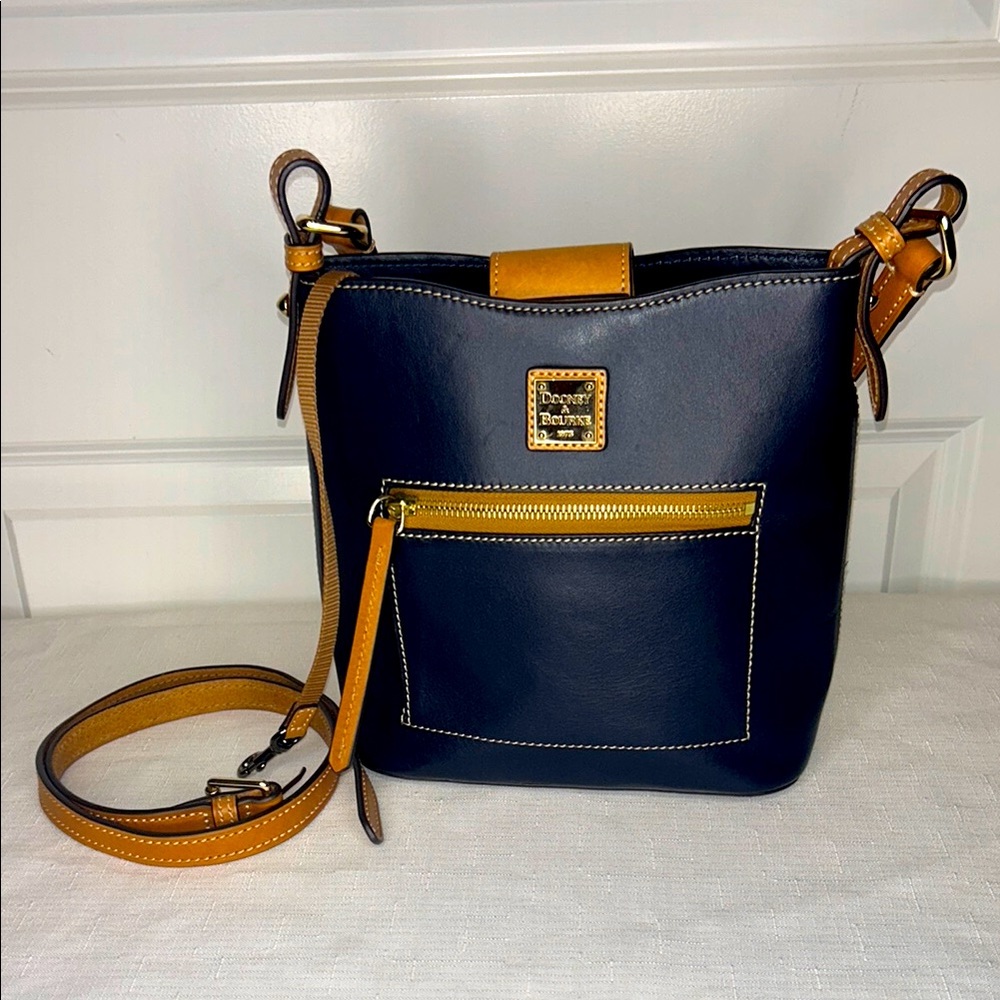 Dooney & Bourke Wexford Leather Ridley Satchel Midnight Blue with Gold Hardware - Picture 13 of 13